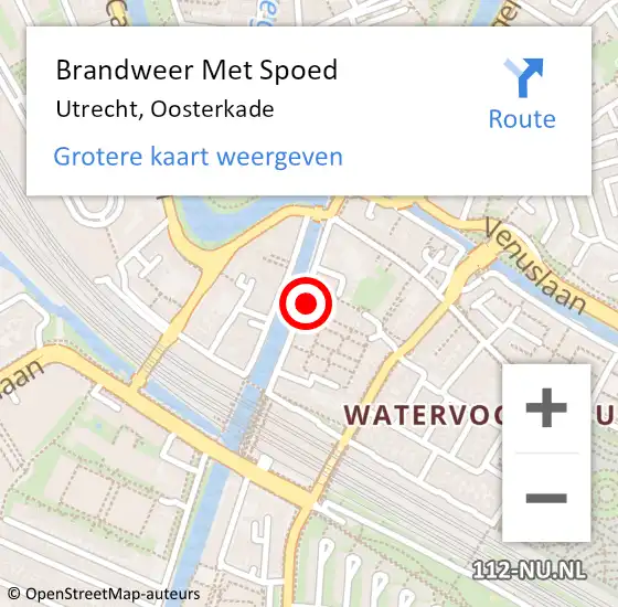 Locatie op kaart van de 112 melding: Brandweer Met Spoed Naar Utrecht, Oosterkade op 16 februari 2022 21:19