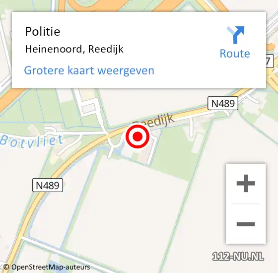 Locatie op kaart van de 112 melding: Politie Heinenoord, Reedijk op 16 februari 2022 21:22