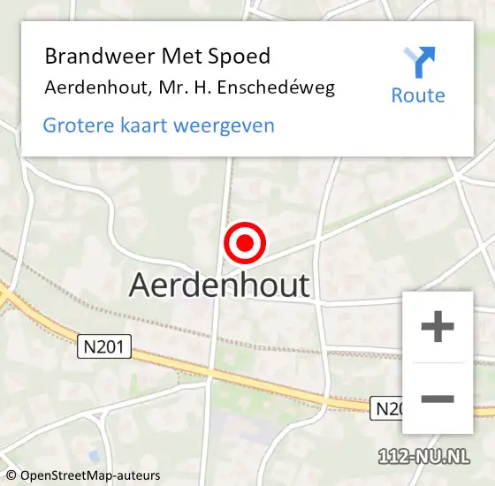 Locatie op kaart van de 112 melding: Brandweer Met Spoed Naar Aerdenhout, Mr. H. Enschedéweg op 16 februari 2022 21:24