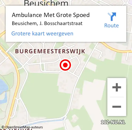 Locatie op kaart van de 112 melding: Ambulance Met Grote Spoed Naar Beusichem, J. Bosschaartstraat op 16 februari 2022 21:26