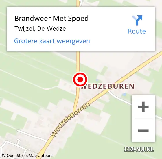 Locatie op kaart van de 112 melding: Brandweer Met Spoed Naar Twijzel, De Wedze op 16 februari 2022 21:31