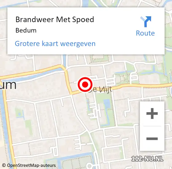 Locatie op kaart van de 112 melding: Brandweer Met Spoed Naar Bedum op 16 februari 2022 21:31