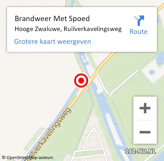 Locatie op kaart van de 112 melding: Brandweer Met Spoed Naar Hooge Zwaluwe, Ruilverkavelingsweg op 16 februari 2022 21:34