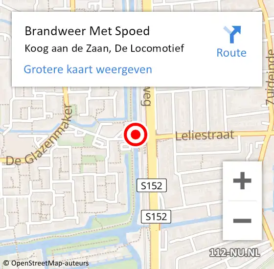 Locatie op kaart van de 112 melding: Brandweer Met Spoed Naar Koog aan de Zaan, De Locomotief op 16 februari 2022 21:35