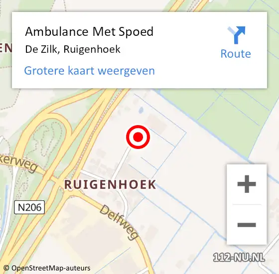 Locatie op kaart van de 112 melding: Ambulance Met Spoed Naar De Zilk, Ruigenhoek op 16 februari 2022 21:42