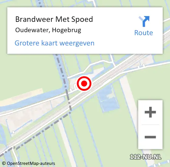 Locatie op kaart van de 112 melding: Brandweer Met Spoed Naar Oudewater, Hogebrug op 16 februari 2022 21:43