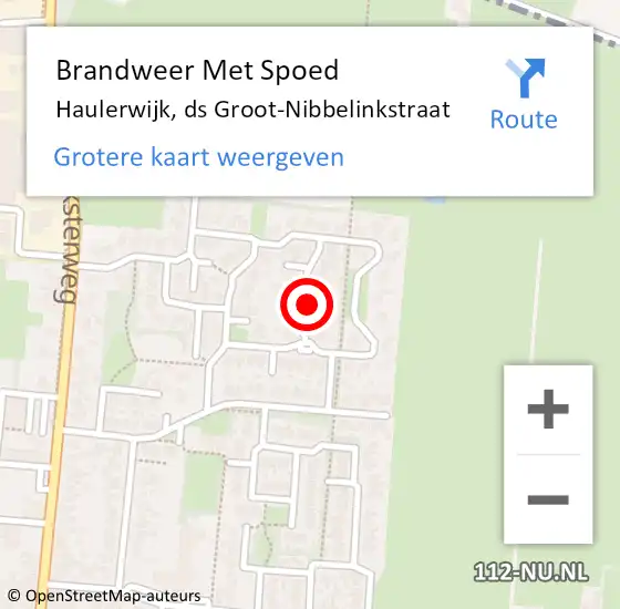 Locatie op kaart van de 112 melding: Brandweer Met Spoed Naar Haulerwijk, ds Groot-Nibbelinkstraat op 16 februari 2022 21:46