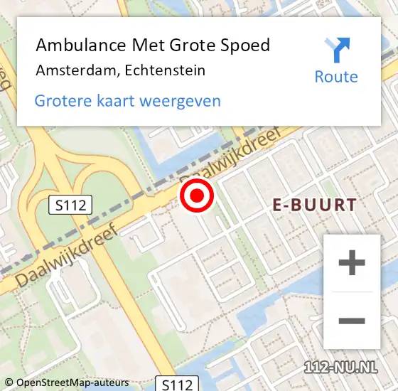 Locatie op kaart van de 112 melding: Ambulance Met Grote Spoed Naar Amsterdam-Zuidoost, Echtenstein op 16 februari 2022 21:57