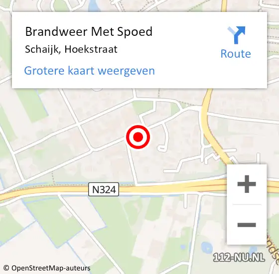 Locatie op kaart van de 112 melding: Brandweer Met Spoed Naar Schaijk, Hoekstraat op 16 februari 2022 22:01