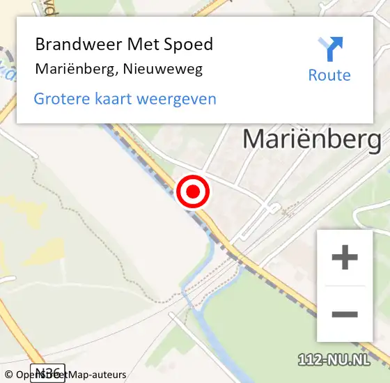 Locatie op kaart van de 112 melding: Brandweer Met Spoed Naar Mariënberg, Nieuweweg op 16 februari 2022 22:06