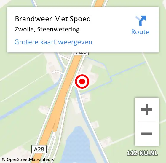 Locatie op kaart van de 112 melding: Brandweer Met Spoed Naar Zwolle, Steenwetering op 16 februari 2022 22:08