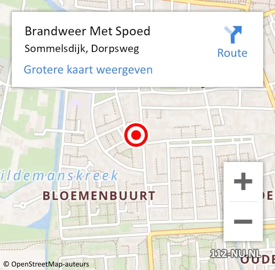 Locatie op kaart van de 112 melding: Brandweer Met Spoed Naar Sommelsdijk, Dorpsweg op 16 februari 2022 22:09