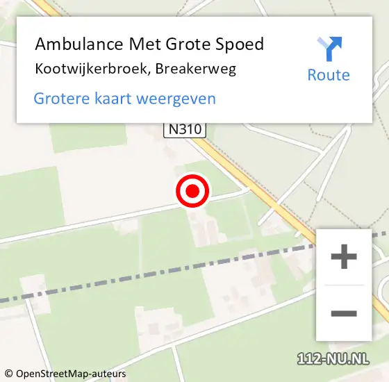 Locatie op kaart van de 112 melding: Ambulance Met Grote Spoed Naar Kootwijkerbroek, Breakerweg op 16 februari 2022 22:10