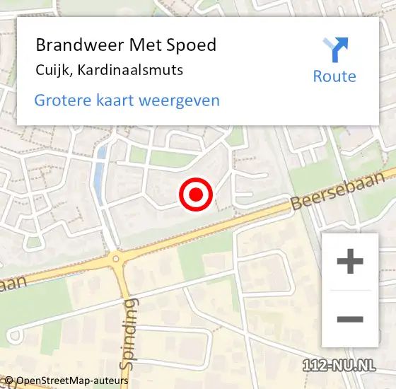 Locatie op kaart van de 112 melding: Brandweer Met Spoed Naar Cuijk, Kardinaalsmuts op 16 februari 2022 22:15