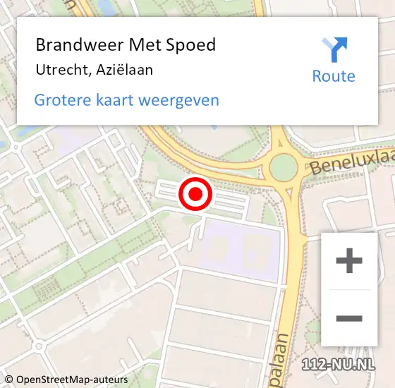 Locatie op kaart van de 112 melding: Brandweer Met Spoed Naar Utrecht, Aziëlaan op 16 februari 2022 22:17