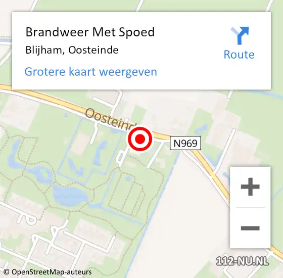 Locatie op kaart van de 112 melding: Brandweer Met Spoed Naar Blijham, Oosteinde op 16 februari 2022 22:23