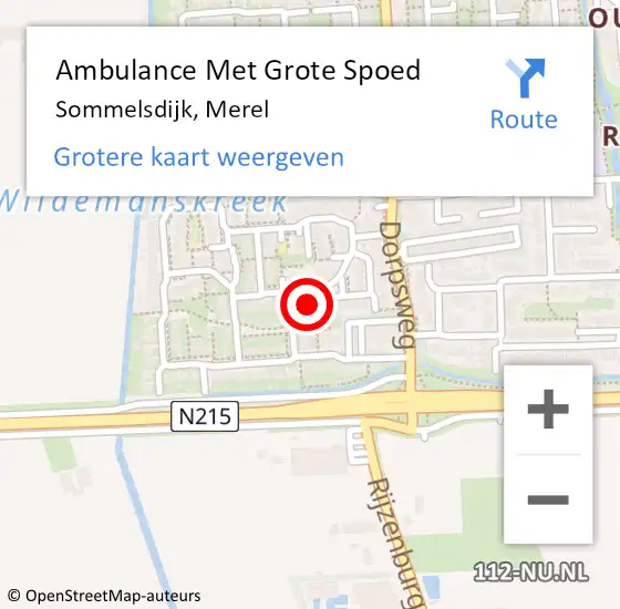 Locatie op kaart van de 112 melding: Ambulance Met Grote Spoed Naar Sommelsdijk, Merel op 16 februari 2022 22:30