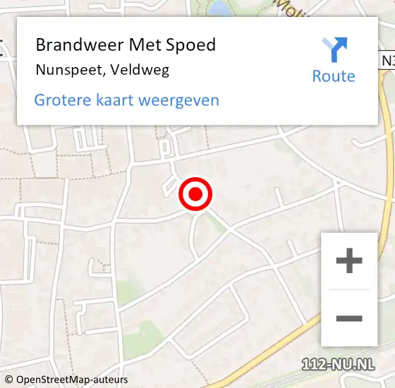 Locatie op kaart van de 112 melding: Brandweer Met Spoed Naar Nunspeet, Veldweg op 16 februari 2022 22:32