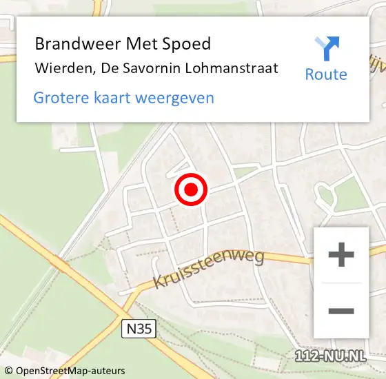 Locatie op kaart van de 112 melding: Brandweer Met Spoed Naar Wierden, De Savornin Lohmanstraat op 16 februari 2022 23:08