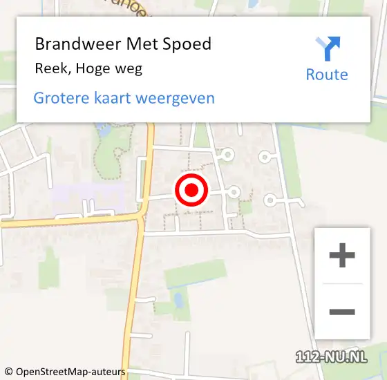 Locatie op kaart van de 112 melding: Brandweer Met Spoed Naar Reek, Hoge weg op 16 februari 2022 23:10