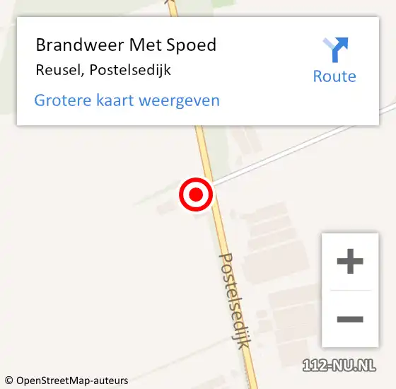 Locatie op kaart van de 112 melding: Brandweer Met Spoed Naar Reusel, Postelsedijk op 16 februari 2022 23:14