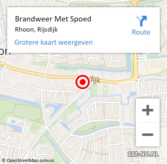 Locatie op kaart van de 112 melding: Brandweer Met Spoed Naar Rhoon, Rijsdijk op 16 februari 2022 23:15