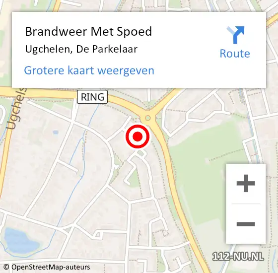 Locatie op kaart van de 112 melding: Brandweer Met Spoed Naar Ugchelen, De Parkelaar op 16 februari 2022 23:16