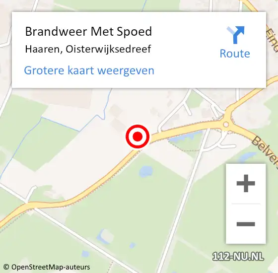 Locatie op kaart van de 112 melding: Brandweer Met Spoed Naar Haaren, Oisterwijksedreef op 16 februari 2022 23:18