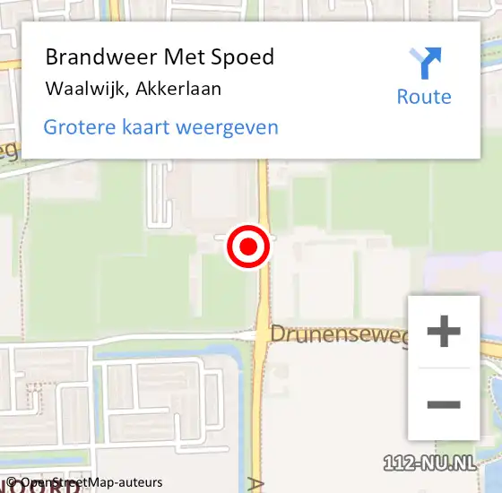 Locatie op kaart van de 112 melding: Brandweer Met Spoed Naar Waalwijk, Akkerlaan op 16 februari 2022 23:19