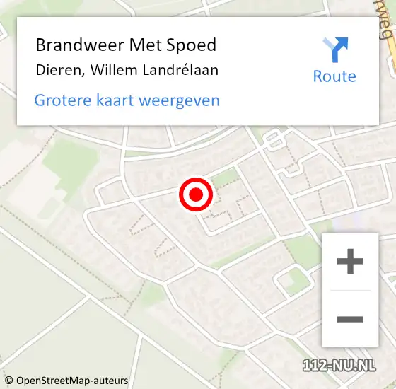 Locatie op kaart van de 112 melding: Brandweer Met Spoed Naar Dieren, Willem Landrélaan op 16 februari 2022 23:20