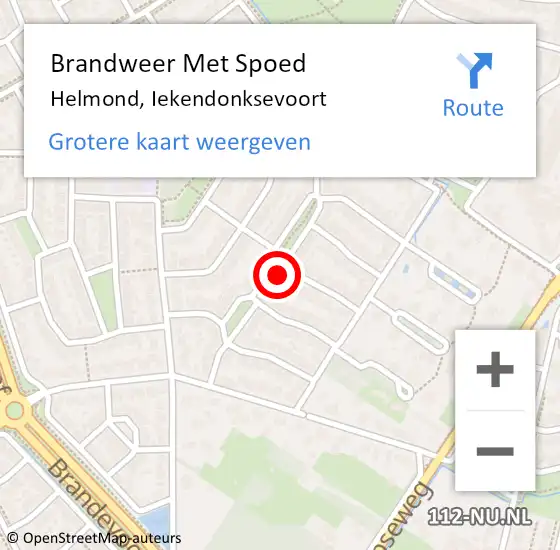 Locatie op kaart van de 112 melding: Brandweer Met Spoed Naar Helmond, Iekendonksevoort op 16 februari 2022 23:23