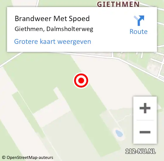 Locatie op kaart van de 112 melding: Brandweer Met Spoed Naar Giethmen, Dalmsholterweg op 16 februari 2022 23:35