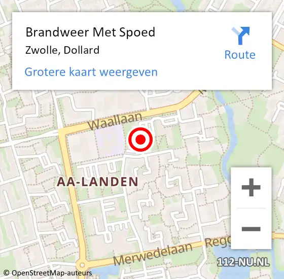 Locatie op kaart van de 112 melding: Brandweer Met Spoed Naar Zwolle, Dollard op 16 februari 2022 23:45