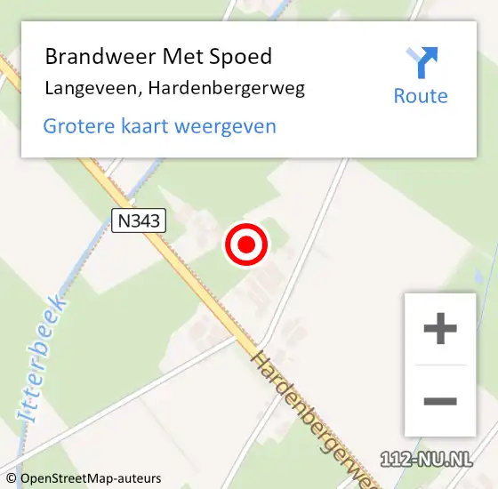 Locatie op kaart van de 112 melding: Brandweer Met Spoed Naar Langeveen, Hardenbergerweg op 16 februari 2022 23:46