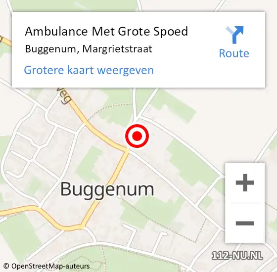 Locatie op kaart van de 112 melding: Ambulance Met Grote Spoed Naar Buggenum, Margrietstraat op 16 februari 2022 23:53