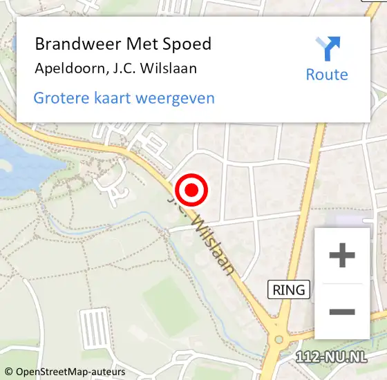 Locatie op kaart van de 112 melding: Brandweer Met Spoed Naar Apeldoorn, J.C. Wilslaan op 16 februari 2022 23:57