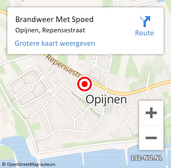 Locatie op kaart van de 112 melding: Brandweer Met Spoed Naar Opijnen, Repensestraat op 17 februari 2022 00:06