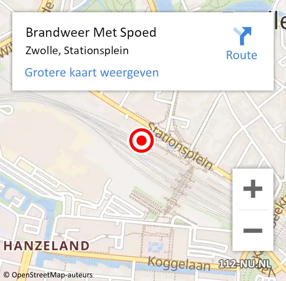 Locatie op kaart van de 112 melding: Brandweer Met Spoed Naar Zwolle, Stationsplein op 17 februari 2022 00:10