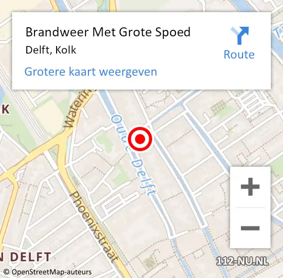 Locatie op kaart van de 112 melding: Brandweer Met Grote Spoed Naar Delft, Kolk op 17 februari 2022 00:14