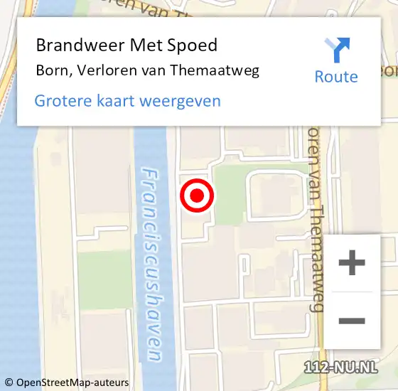 Locatie op kaart van de 112 melding: Brandweer Met Spoed Naar Born, Verloren van Themaatweg op 17 februari 2022 00:42