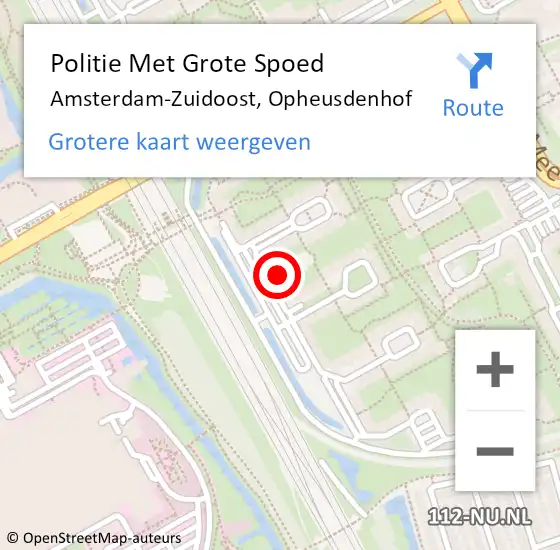 Locatie op kaart van de 112 melding: Politie Met Grote Spoed Naar Amsterdam-Zuidoost, Opheusdenhof op 17 februari 2022 00:55