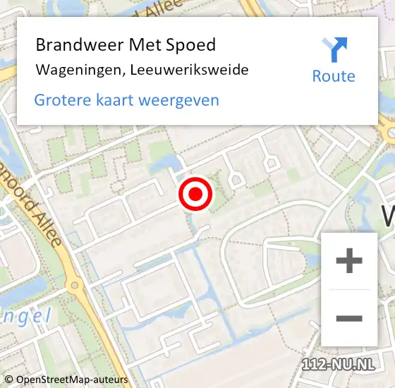 Locatie op kaart van de 112 melding: Brandweer Met Spoed Naar Wageningen, Leeuweriksweide op 17 februari 2022 01:07