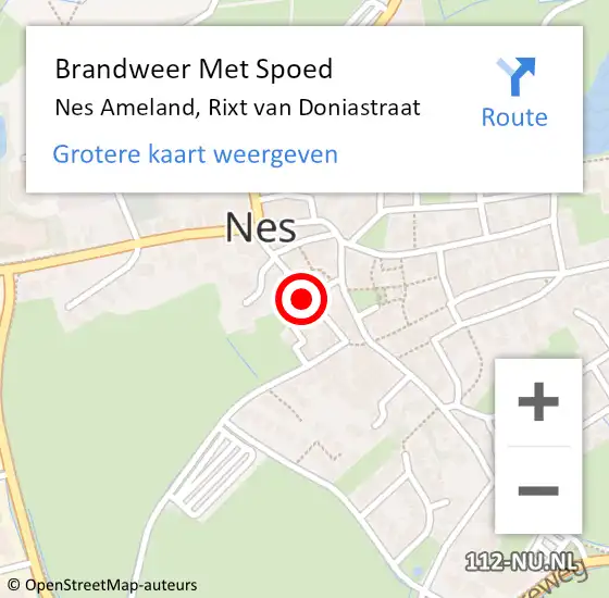 Locatie op kaart van de 112 melding: Brandweer Met Spoed Naar Nes Ameland, Rixt van Doniastraat op 17 februari 2022 01:11