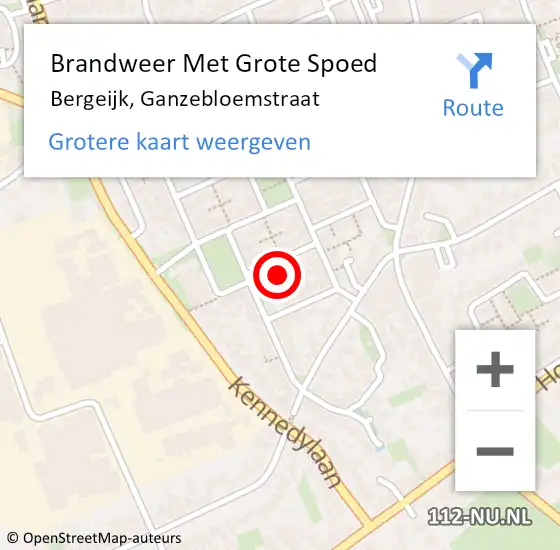 Locatie op kaart van de 112 melding: Brandweer Met Grote Spoed Naar Bergeijk, Ganzebloemstraat op 17 februari 2022 01:15