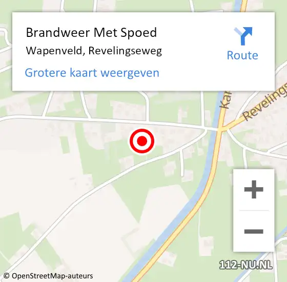 Locatie op kaart van de 112 melding: Brandweer Met Spoed Naar Wapenveld, Revelingseweg op 17 februari 2022 01:24