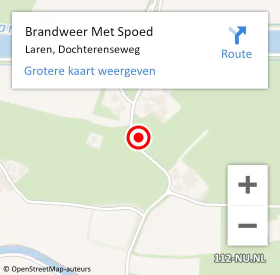 Locatie op kaart van de 112 melding: Brandweer Met Spoed Naar Laren, Dochterenseweg op 17 februari 2022 01:52