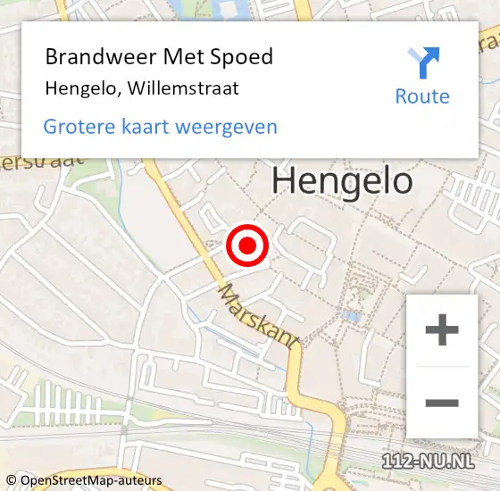 Locatie op kaart van de 112 melding: Brandweer Met Spoed Naar Hengelo, Willemstraat op 17 februari 2022 01:56