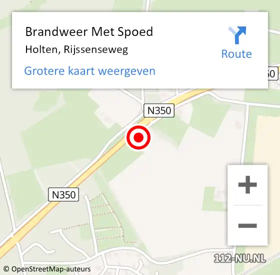 Locatie op kaart van de 112 melding: Brandweer Met Spoed Naar Holten, Rijssenseweg op 17 februari 2022 02:08