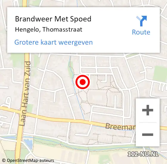 Locatie op kaart van de 112 melding: Brandweer Met Spoed Naar Hengelo, Thomasstraat op 17 februari 2022 02:10