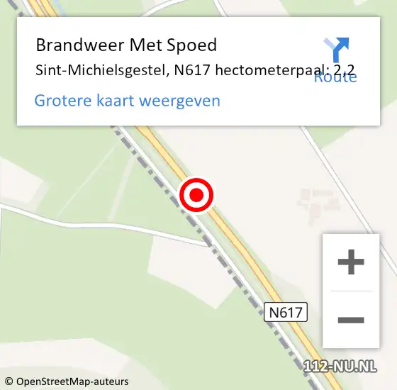 Locatie op kaart van de 112 melding: Brandweer Met Spoed Naar Sint-Michielsgestel, N617 hectometerpaal: 2,2 op 17 februari 2022 02:13